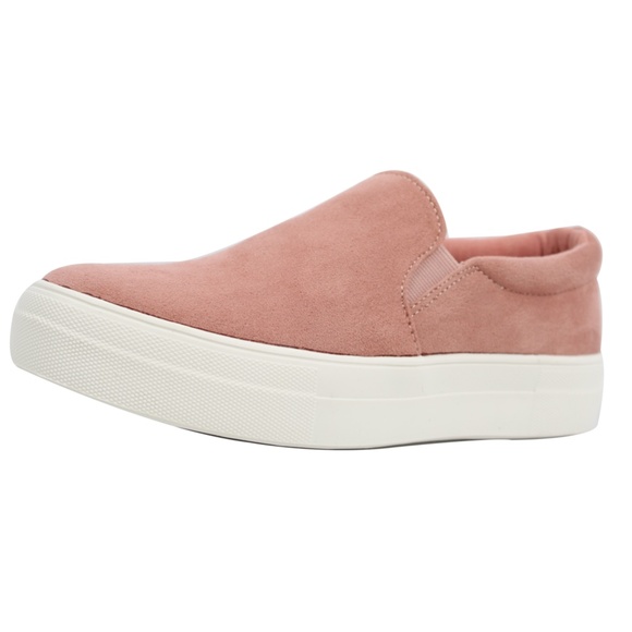 Size 8.5 Mauve Faux Suede Elastic Slip On Sneaker Shoes - Picture 2 of 5
